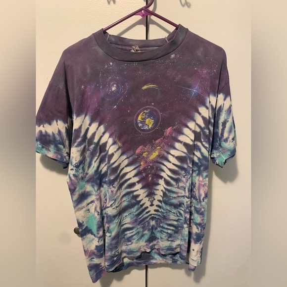 Vintage Fruit of the Loom Single Stitched Space Tie Dye T-Shirt Sz L - Picture 1 of 6